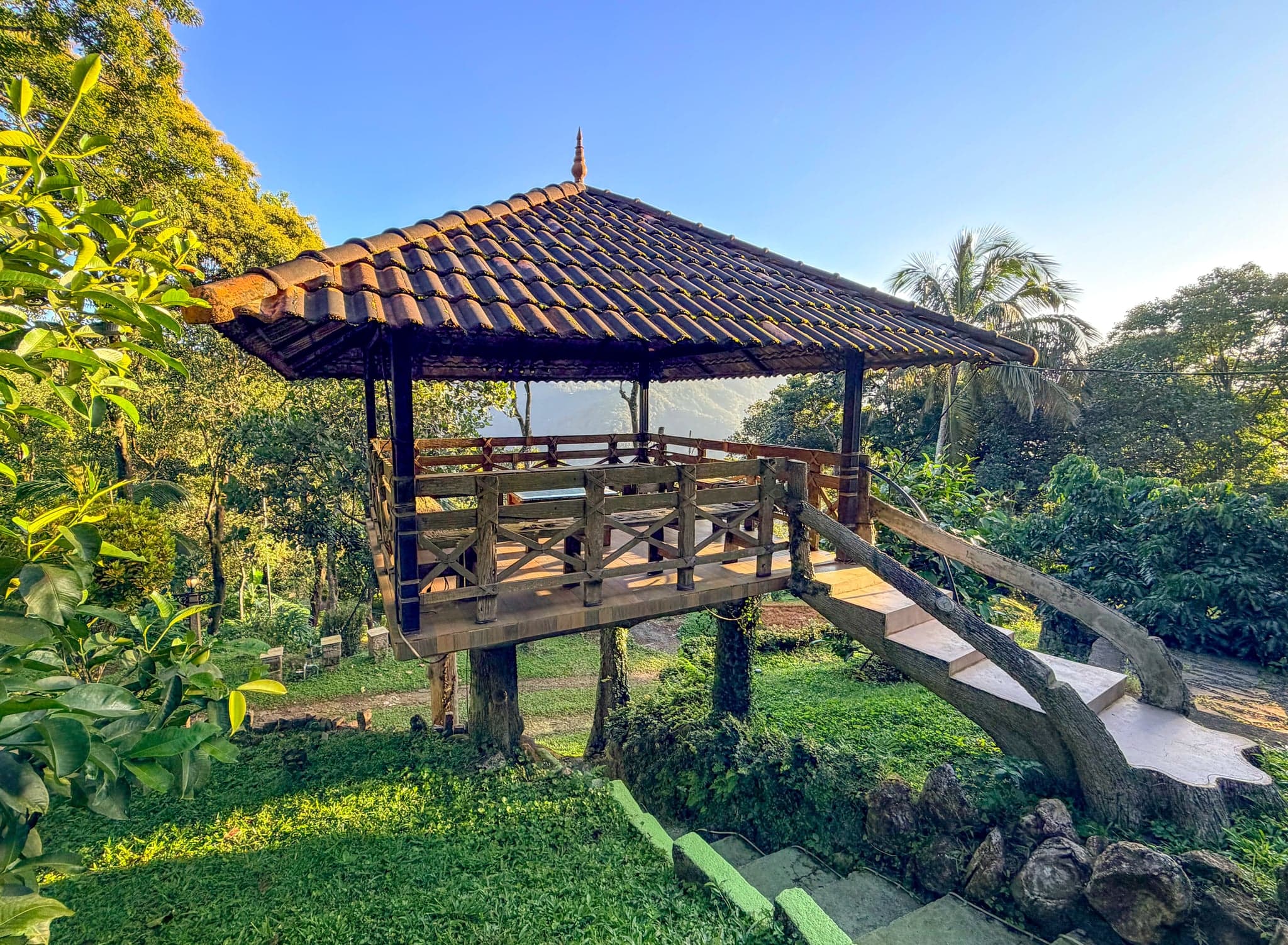Garden gazebo on stilts at The Sanctuary by Heyday, Panchalimedu, Idukki, Kerala