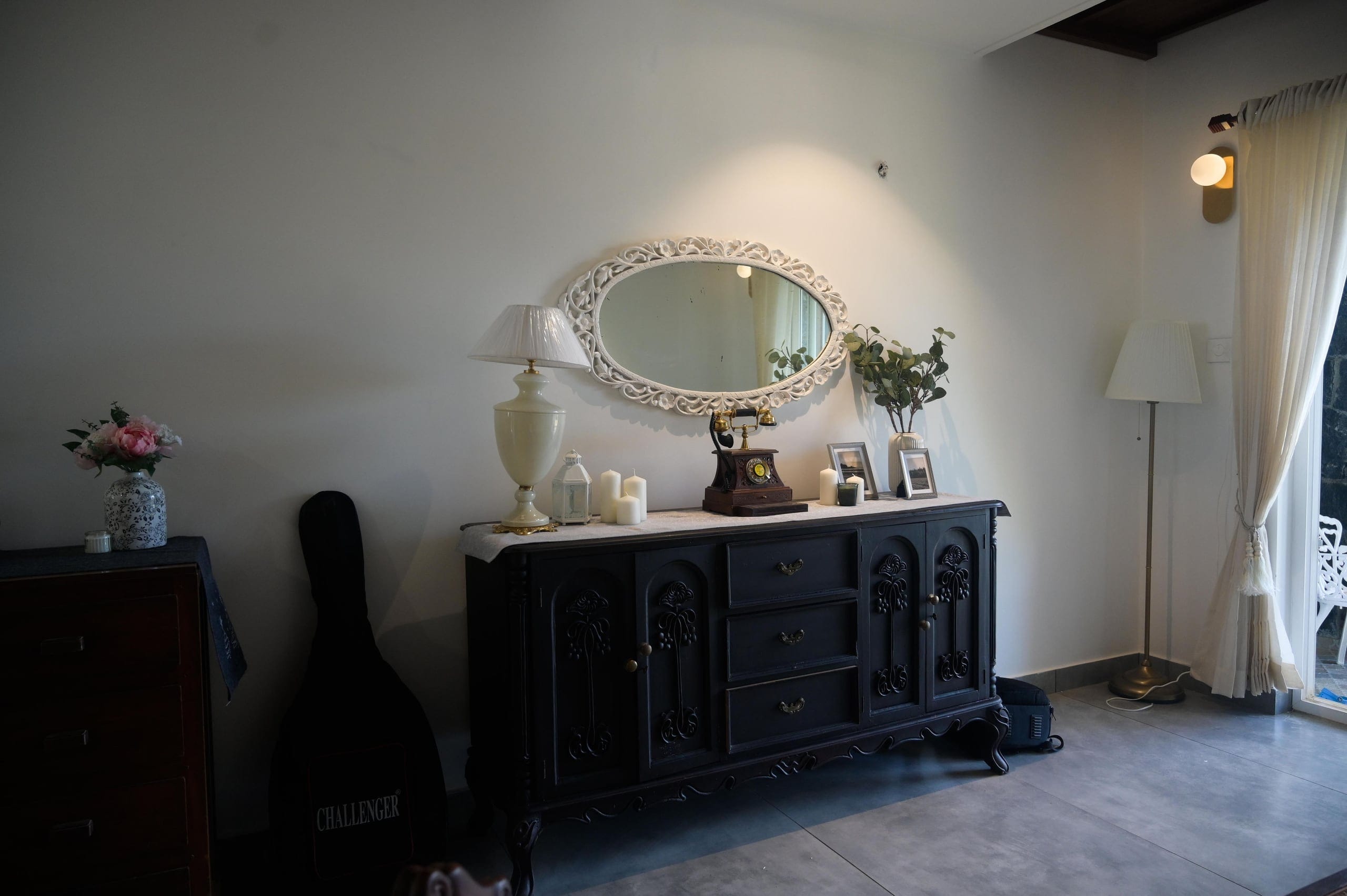 Antique dresser and a sitting corner at Heyday Vagamon, Vagamon, Idukki, Kerala